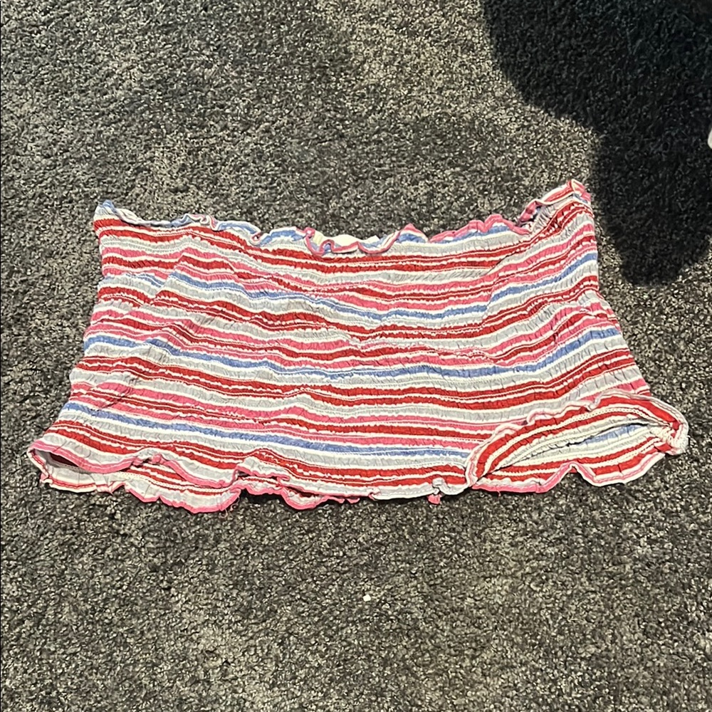 Striped Ruffle Tube Top